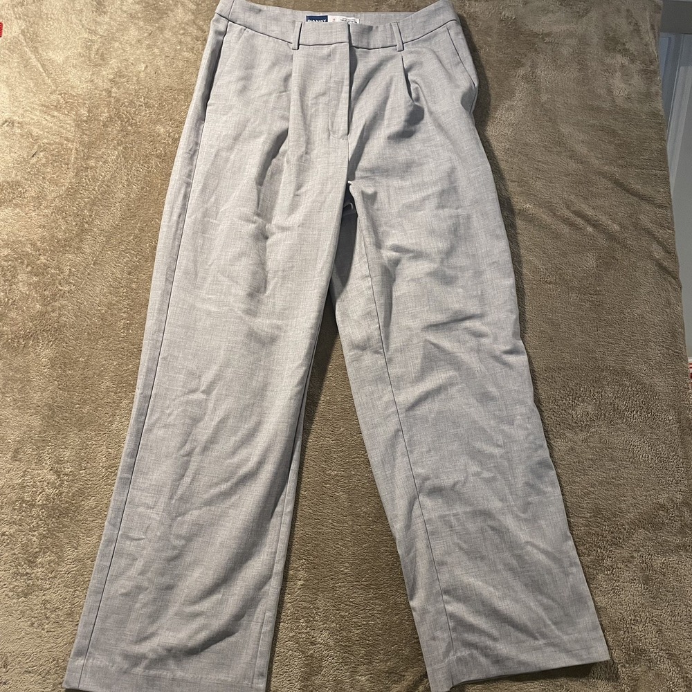 Old Navy Pants Womens 12 Tall Taylor Wide Leg Trouser Gray High Adjustable Waist